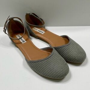 Steve Madden Women's Gray Suede Ankle-Strap Flats